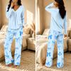 Women's V-Neck Loose Fit Printed Pajama Set Two Piece Sleepwear for Casual