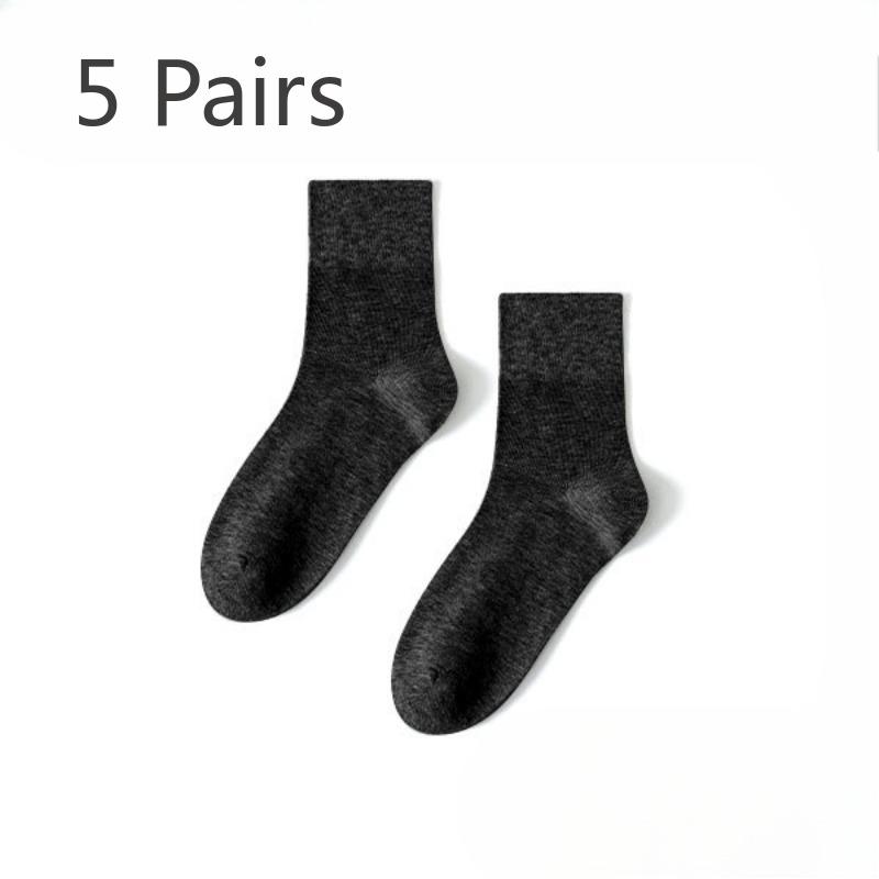 5 Pairs of Men Spring and Autumn Loose Mouth Pure Color Cotton Socks