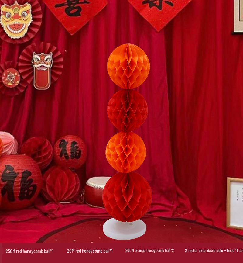 Chinese New Year Lantern Honeycomb Ball Decoration for Birthday and Photo Props