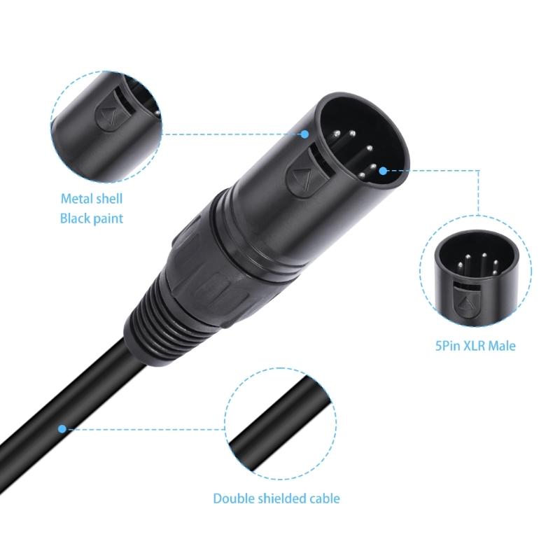 5Pin To 3Pin Auditory Conversion Connection Cable For Professional Auditory And Lighting Equipment, 12Inches