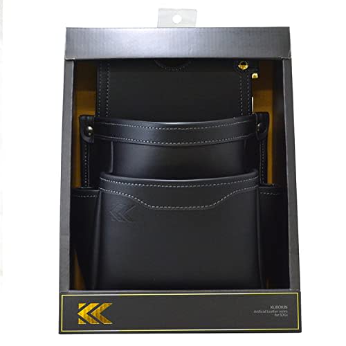 Fujiya 2-Tier Waist Bag, Black and Gold, Light PU Leather Series, AB-22BG