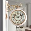 Double-sided Wall Clock Creative Living Room Clock Retro Corner Rotation Wall Watch Entrance Hall Hang Decorative Ornaments