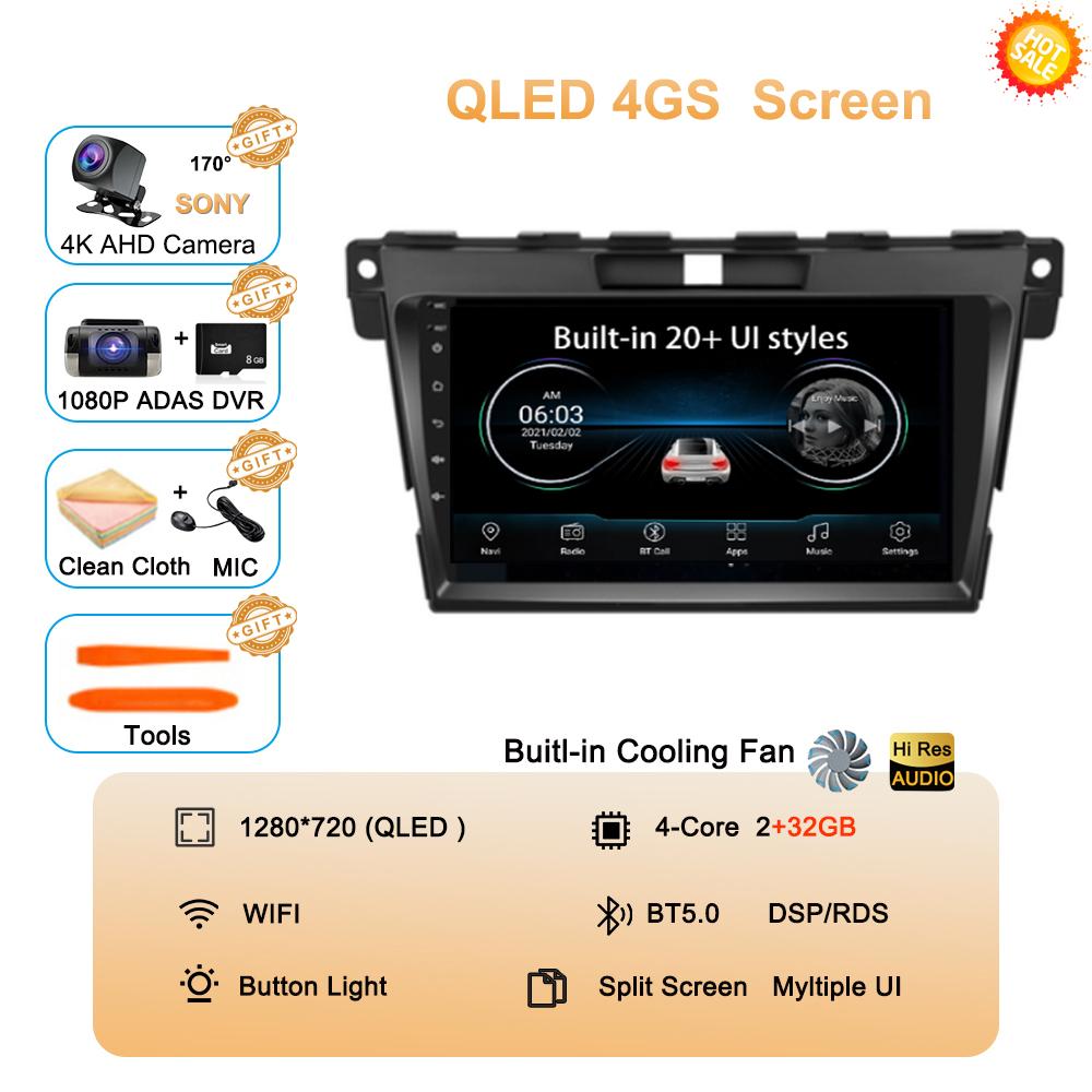 Android 14 DSP Car 2DIN GPS Navigation Radio Multimedia Video Player QLED For MAZDA CX-7 Cx7 Cx 7 2007 2008 2009 2010 2011-2014