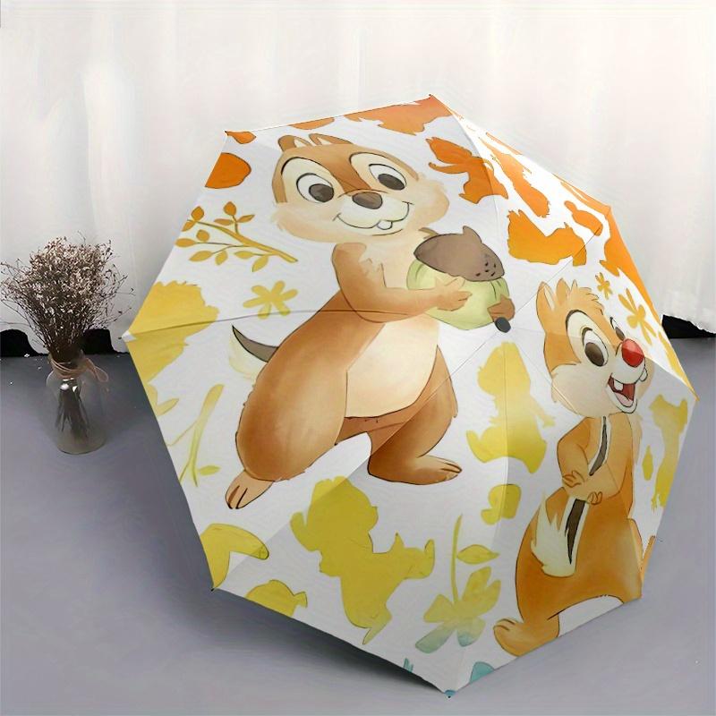 Lively Chip & Dale Automatic Opening and Closing Cartoon Umbrella - Lightweight 3-Fold Design, Suitable for Fans, Travel, Daily Use - Offici