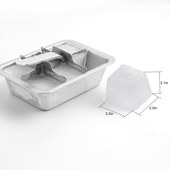 Stainless Steel Ice Cube Tray with Lever Handle Large Cubes Mold Whiskey Cocktail Ice Maker Vintage Inspired Kitchen Bar Essential