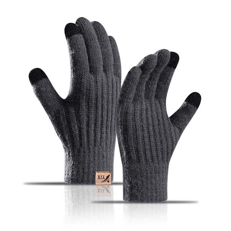 Winter Warme Touchscreen-Handschuhe mit Doppelschichtiger Dicker Wolle und Outdoor Arktischem Samt Innen Gestrickte Handschuhe