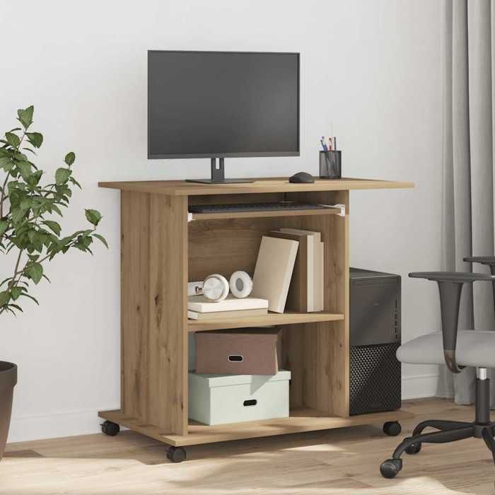 VidaXL Bureau d'ordinateur chêne artisanal 80x50x75 cm bois ingénierie, bureau, bureau de travail, table de bureau, bureau 856053