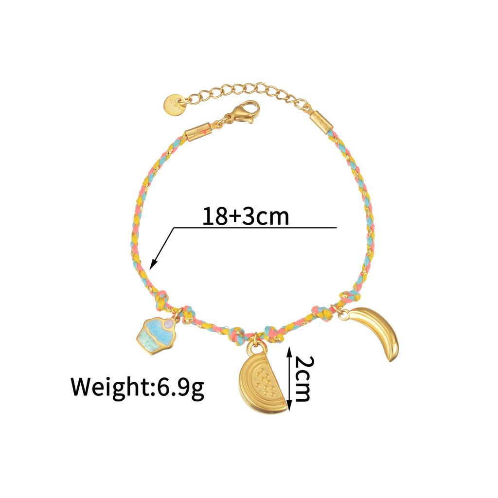 Atoztide Shell Starfish Conch Cherry Charm Bracelet for Women Girls Stainless Steel Gold Color Bead Chain Bracelet Jewelry Gift
