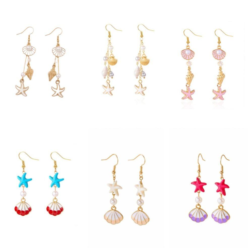 Bohemian Starfish Stud Earrings Exaggerated Shell Drop Earrings  Lady/Gifts