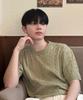 MINDBRIDGE [Set][On][Select Collar Or Round Neck] Linen-Like Cable Oversized Short Sleeve Knit - 6 Colors (Type A)