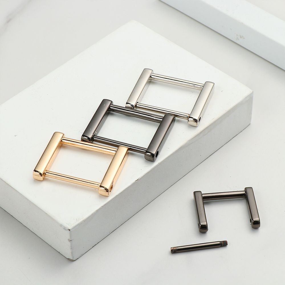 Detachable Clasp Leather Craft Strap Connector Rectangle Rings Buckle Screw Rings Buckle Bag Loop