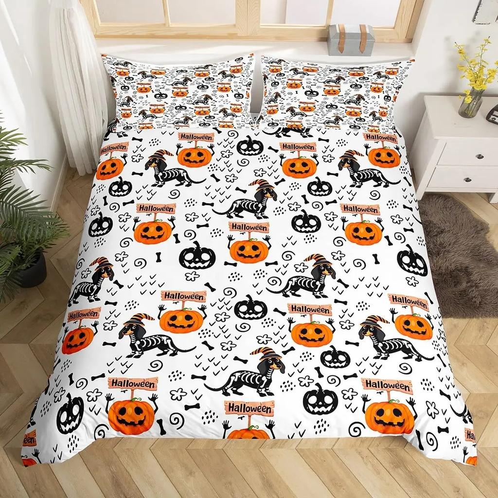 Ložní souprava Sugar Skull Queen Povlak na přikrývku s kostrou pro chlapce dívky teenagery Růžový povlak na přikrývku s mašlí Halloweenský motiv Povlak na prošívanou deku