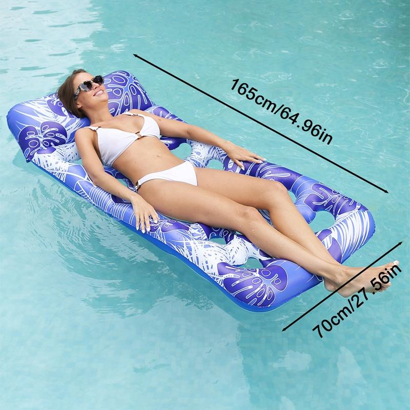 165cm Heart-Shaped Hole Inflatable Back Floating Bed Lounger PVC Folding Recliner Outdoor Adult Water Recliner Unisex