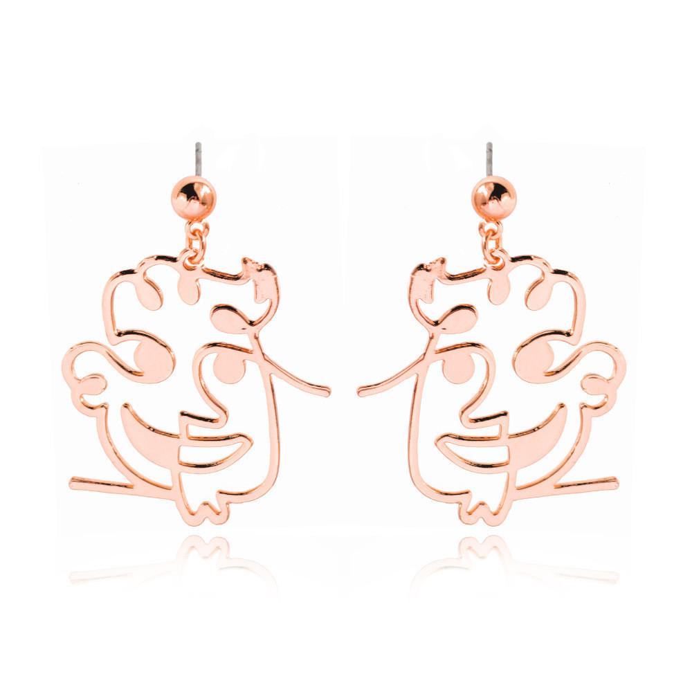 Alloy Face Elegant Earrings For Women Modern Cartoon Expression Design Jewelry