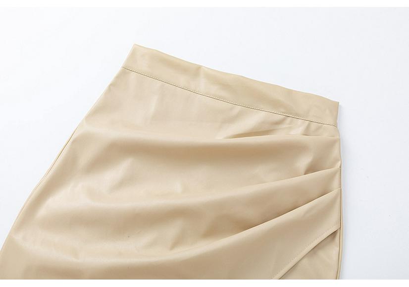 2025 Spring/Summer Women's PU High-Waisted Zipper Ruffle Skirt - European & American Sexy Fit