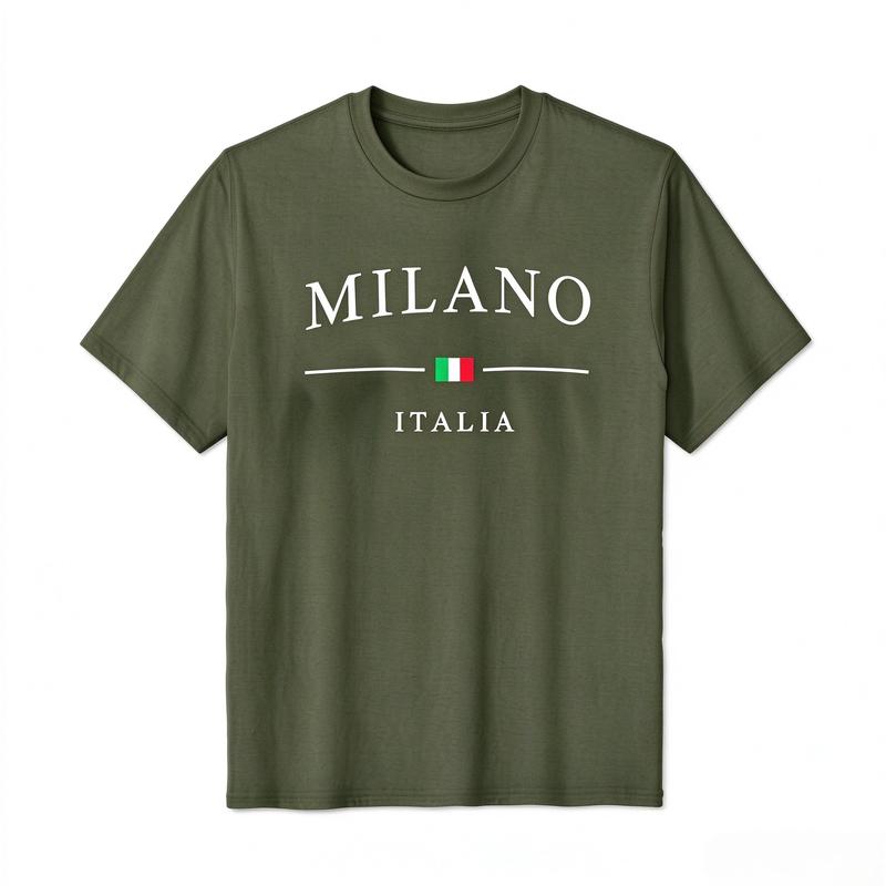 Italia Milano City Flag Print Tshirt Unisex Classic Italian Souvenir Casual Short Sleeve Graphic Tee Cotton Harajuku Y2k Top