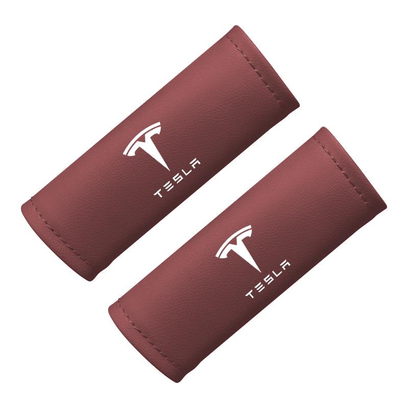 2Pcs Leather Car Door Armrest Cover Roof Handle Covering For Tesla Model-Y Model-3 Model-X Model-S Cybertruck Roadster SpaceX