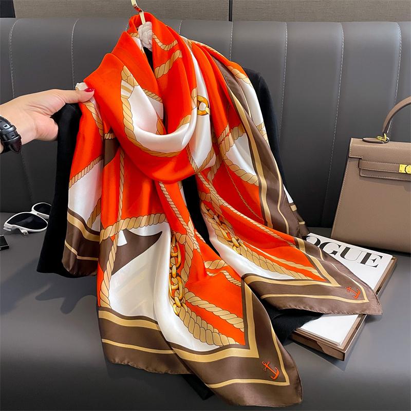 Modny nadruk Duży szal szalik dla kobiet Luksusowy projekt Pashmina Wrap Hidżab Foulard Kobiece plażowe szale Bandana Opaska na głowę Echarpe