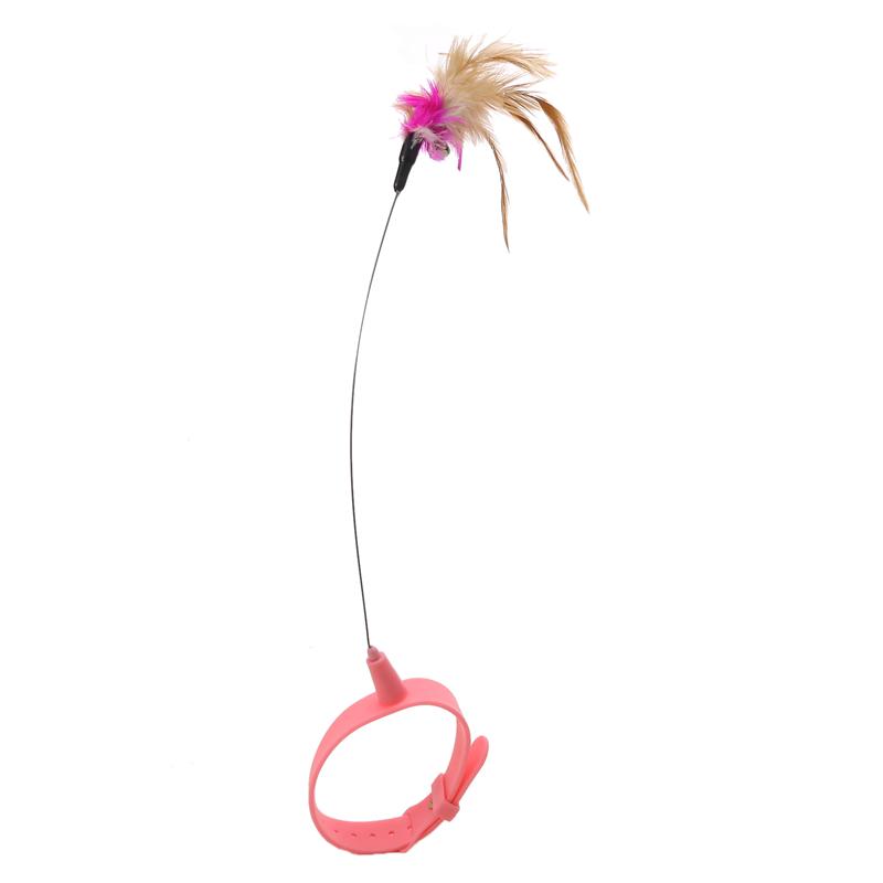 Cat Toy Collar Teaser Stick With Bells Feather Bite-Resistant Feather Fishing Rod Pet Soothing Neck Cat Toy