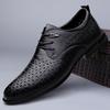 Men's Business Leather Shoes Summer First Layer Cowhide Hole Shoes Breathable Office Leather Shoes Hollow Small Leather Shoes