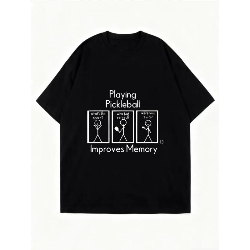 Weißes Oversized-T-Shirt mit Pickleball-Gedächtnisverbesserungs-Grafik für Freizeitkleidung und sportliche Aktivitäten