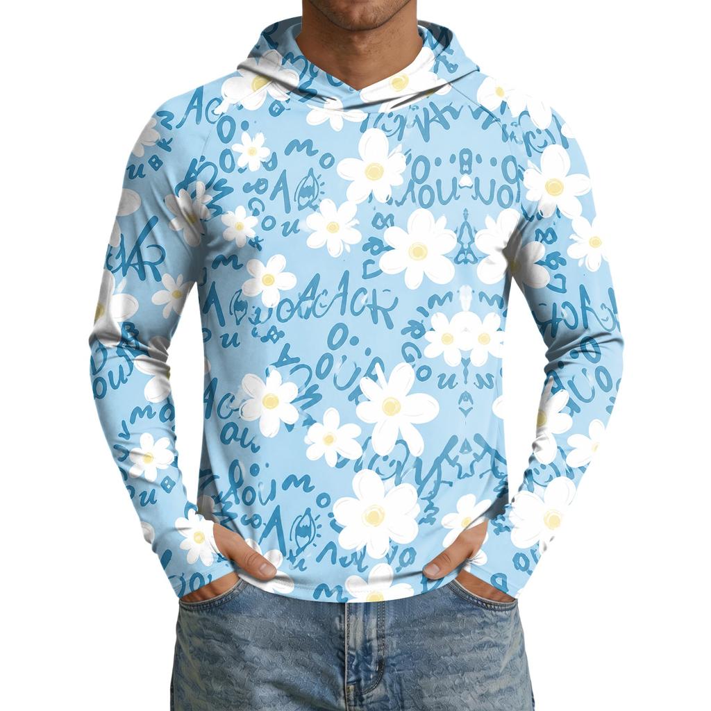 Herren UPF50+ Sonnenschutz Hoodie Leicht Schnelltrocknend Langarm Kapuzenshirt Atmungsaktiv Outdoor Sportbekleidung zum Wandern Laufen Angeln