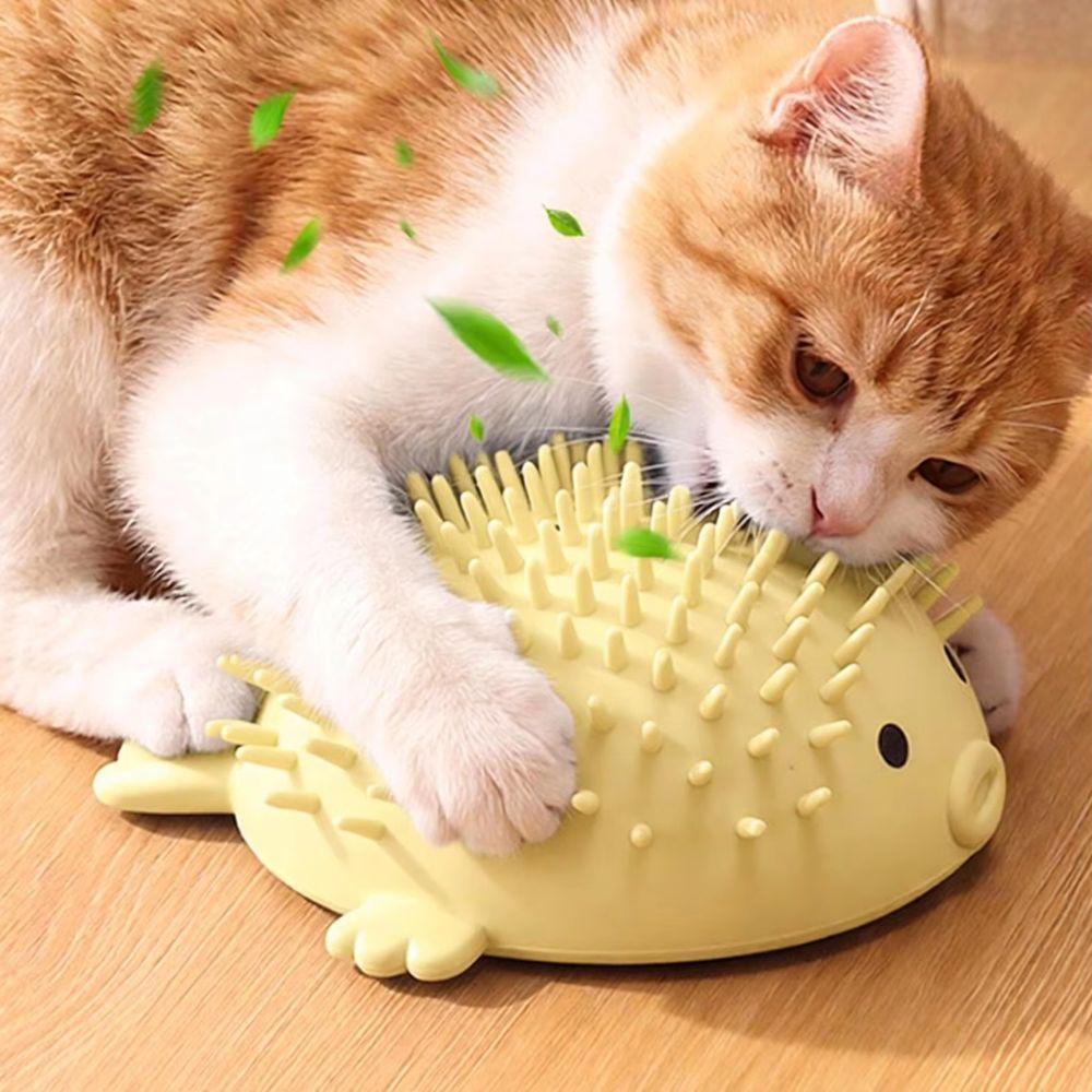 Wall-Mounted Wall Cat Self-Groomer Globefish Shape Cat Massage Brush Living Room
