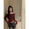 Women Y2K Gothic T-Shirts Off Shoulder  Autumn Streetwear Fairy Core Hip Hop Tops Punk Casual Tees Female Clothes