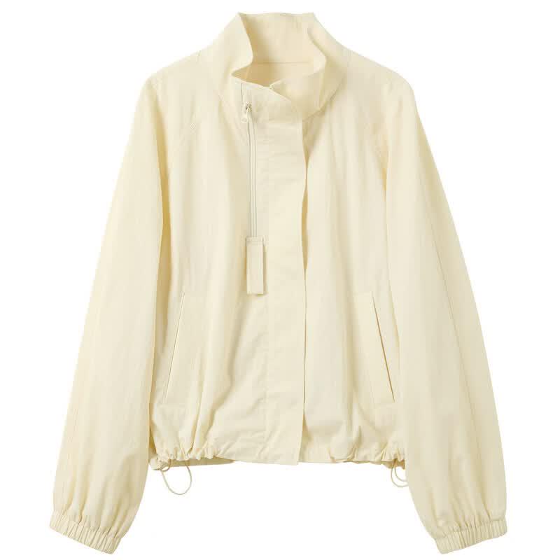 Women's Loose Fit Stand Collar Zip-Up Jacket
