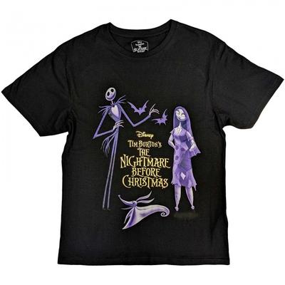Nightmare Before Christmas Verziertes Unisex-T-Shirt mit Jack- und Sally-Charakteren aus Baumwolle für Erwachsene