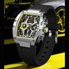 Multifunction Quartz Watches Mens Large Dial Fashion Tonneau Chronograph Watch Sports Silicone Strap,Date,Luminous