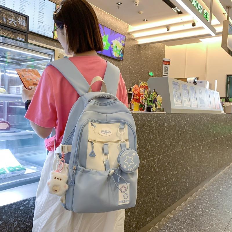 New Trendy Cute Girl Backpack Schoolbag Female Star Junior High School Girl High School Student Large Capacity Backpack