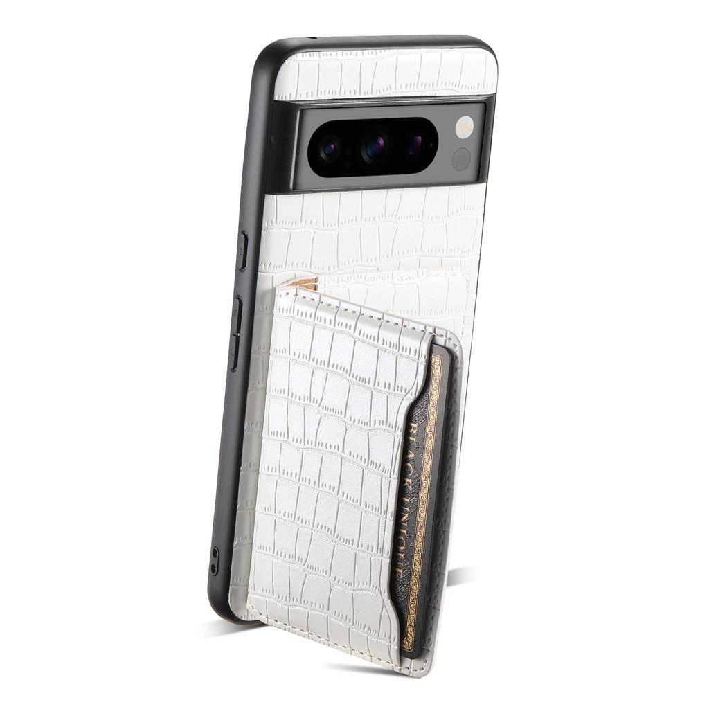

Luxury Crocodile Texture Leather Case For Google Pixel 8 Pro 8A 7Pro 7A 6A Card Slot Holder Stand Flip Wallet Back Cover Google7Pro белый