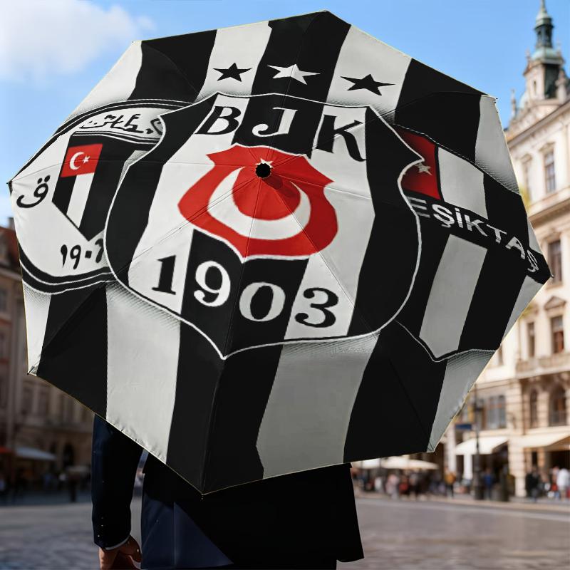 Sein?ikta? Istanbul Fußball Club Regenschirm Klappschirm, Automatikschirm 8-Speichen für Reisen, Campinggebrauch Geschenk für Halloween Weihnachten