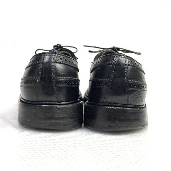 70s 80s Vintage Unknown Brand Size 10B 26.5 27.5cm Long Wingtip American Brogue Black(USED)