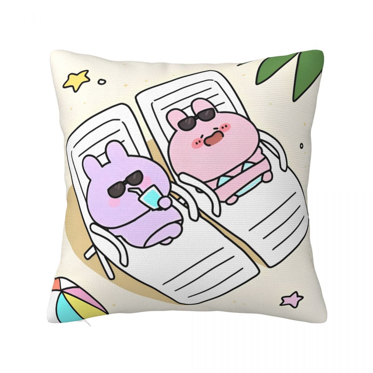 Asamimichaan Asleep Cartoon Pillow Covers Polyester Room Cute Asamimi Cushion Cover Funny Pillowcase 40*40 30cm x 30cm