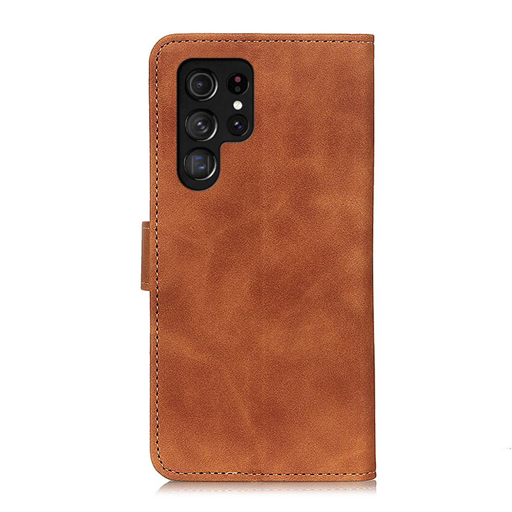 KHAZNEH For Samsung Galaxy S26 Ultra Case PU Leather Retro Texture Phone Cover