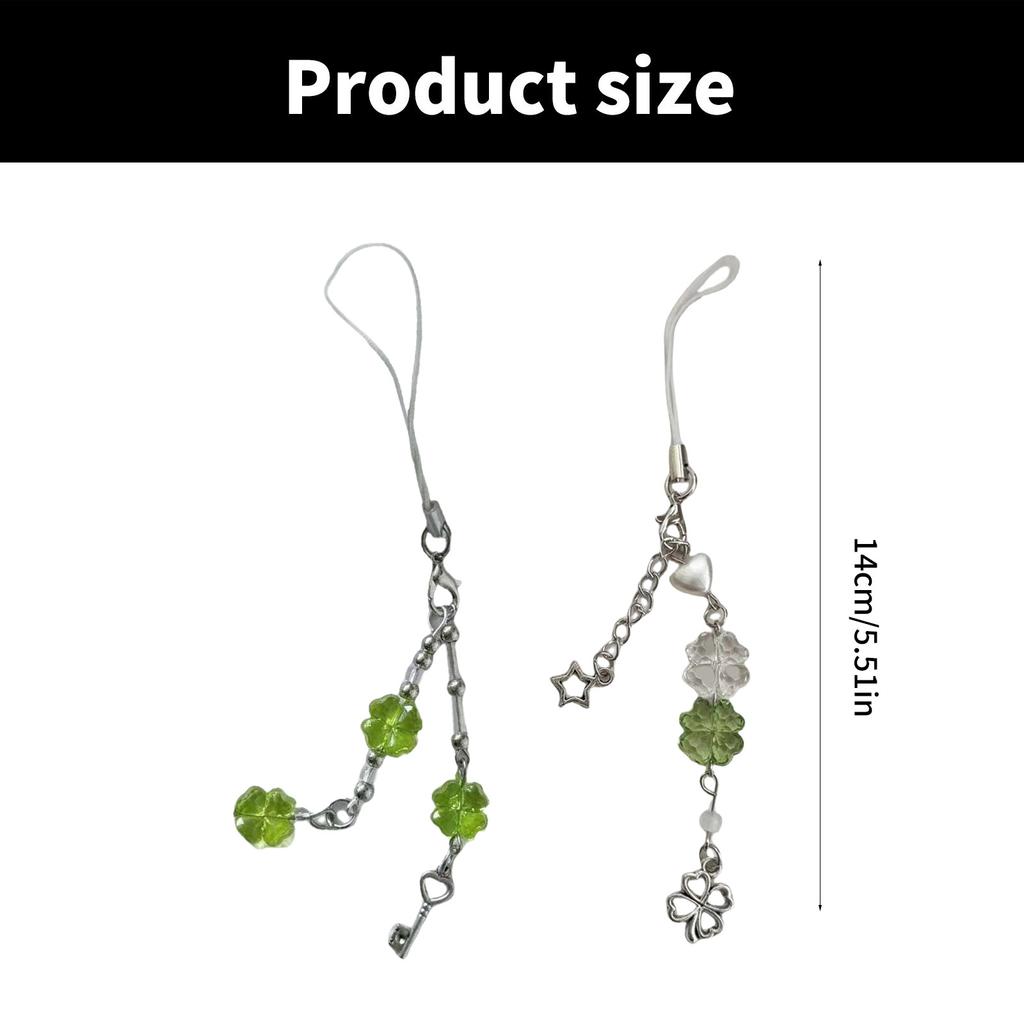 Fashionable Four Leaf Clovers Phone Charm Sturdy Acrylic Alloy Keychain Portable Phone Pendant for All Ages Adults