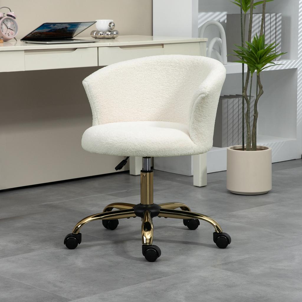 Office Chair Ergonomic Desk Armchair Height Adjustable Comfortable Seat Swivel White Steel Base