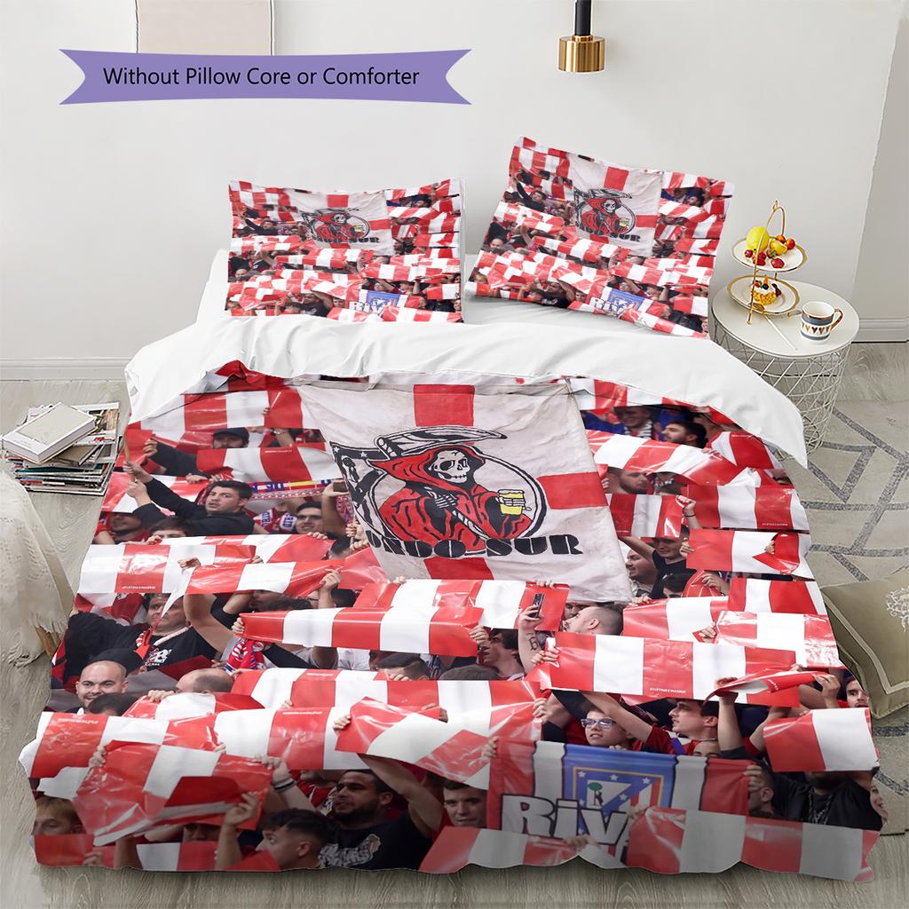 Madrid team Pattern Bedding Home Decoration Birthday Gift (1 * duvet cover + 2 * pillowcase, without core)