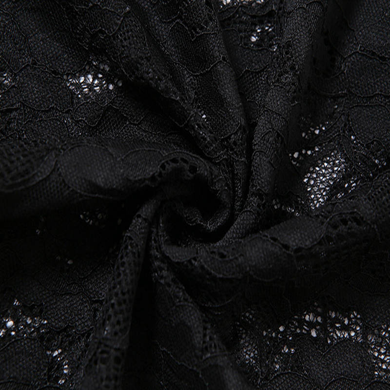 Sommer Sexy Perspektive Spitze Kleid Frauen Solide Platz Kragen Hülse Mit Drei Vierteln Backless Lange Split Damen Kleid