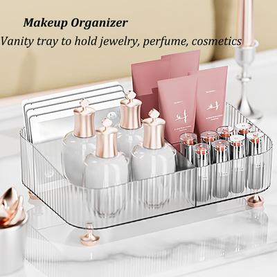 Desktop Storage Box Clear Perfume Tray,Makeup Organizer For Bathroom Countertop,Dresser Organizer,Lotion Bottle,Cosmetics