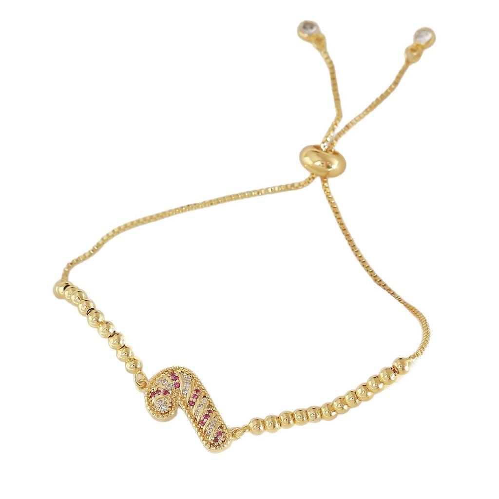 European-American Rhinestone Christmas Scepter Bracelet: Colorful, Niche, 18K Gold-Plated Adjustable Zircon Jewelry