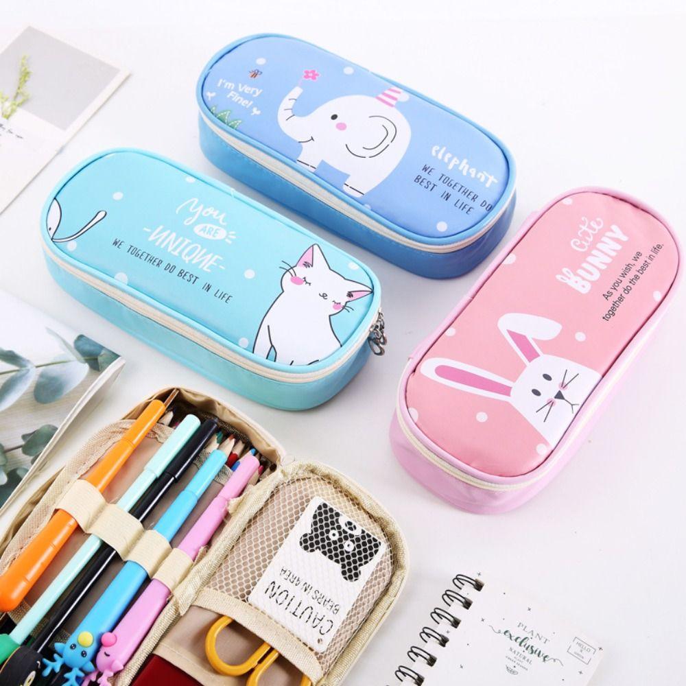 

Large Capacity Pencil Case PU Pencil Box Cute Stationery Storage Bag