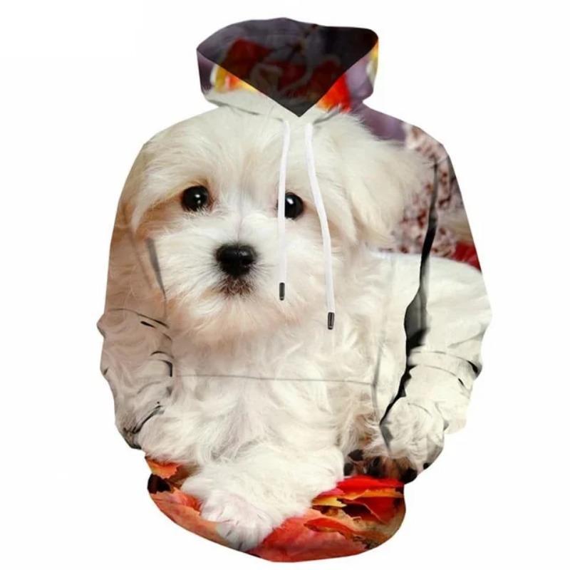 Christmas Cute Dog Hoodie For Men 3d Printed Animal Sweatshirt Harajuku Kids Hooded Tops Casual New Year Long Sleeves Hoodies