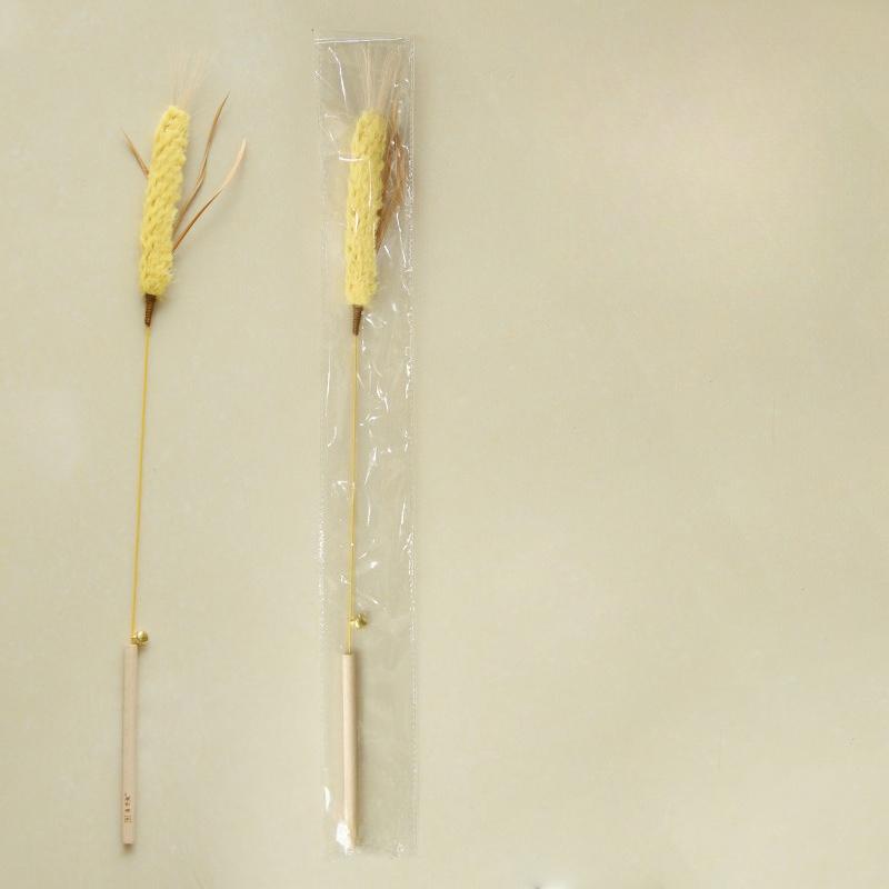 Cat Teaser Toy Bell Squeaky Interactive Feather Cat Toy Simulated Barley Teeth Cleaning Pet Cat Stick Toy