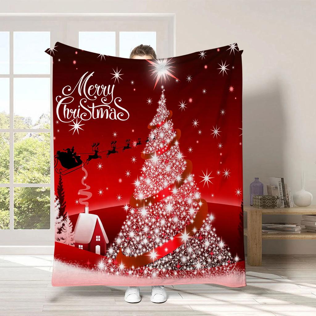 Cartoon Christmas digitalprinted polyester Bedroom velvet flannel cover blanket Fleece soft sofa cover blankets for beds