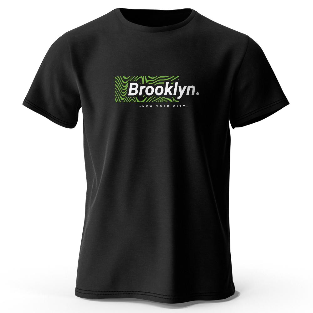 Brooklyn New York Print, Men's Novel Graphic Design T-shirt, Casual Comfy Summer Tees for Men's Daily ActivitiesTops Clothing