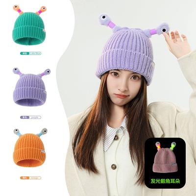 Parent-child Children's Wool Hat Cute Cartoon Funny Luminous Tentacles Autumn and Winter Boys and Girls Warm Knitted Hat