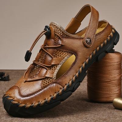 Herren Handgemachte Sandalen Handgenäht Sommer Herren Sandalen Atmungsaktiv Outdoor Herren Strandsandalen
